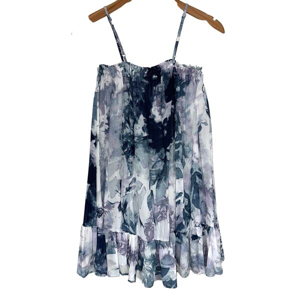 Stile Benetton Watercolor Floral Relaxed Ruffle Mini Dress Size XS - Picture 1 of 11